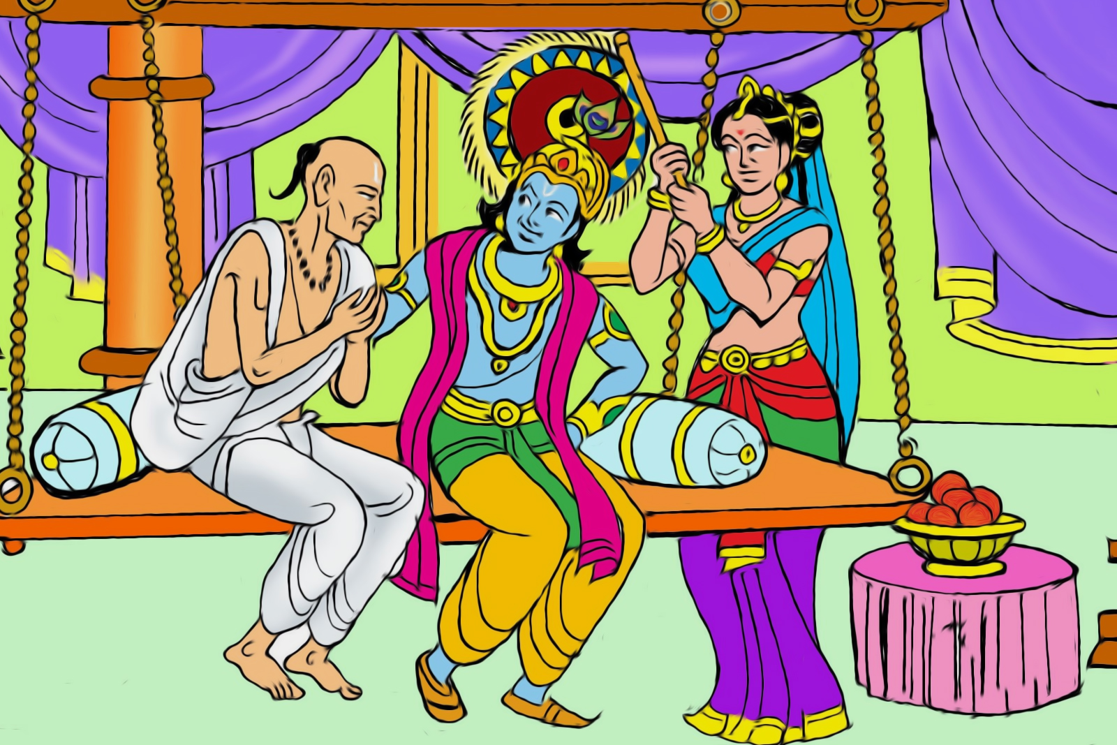 How to draw Lord Krishna and Sudama